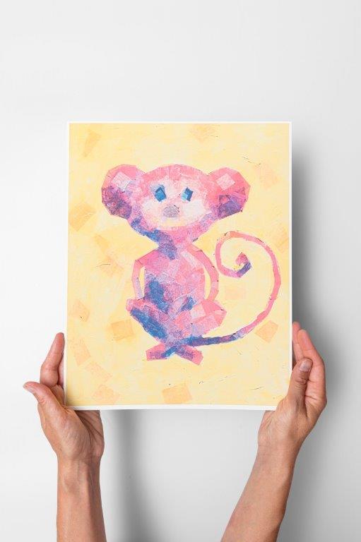 Printable Colorful Cheeky Monkey Print for Nursery