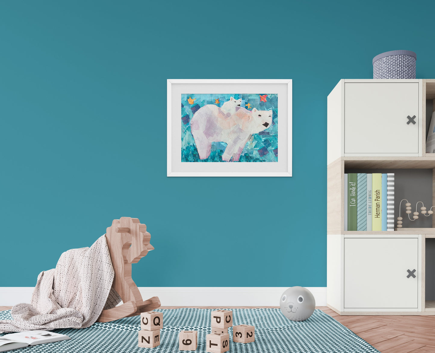 Turquoise Polar Bear Print for Babies and Kids