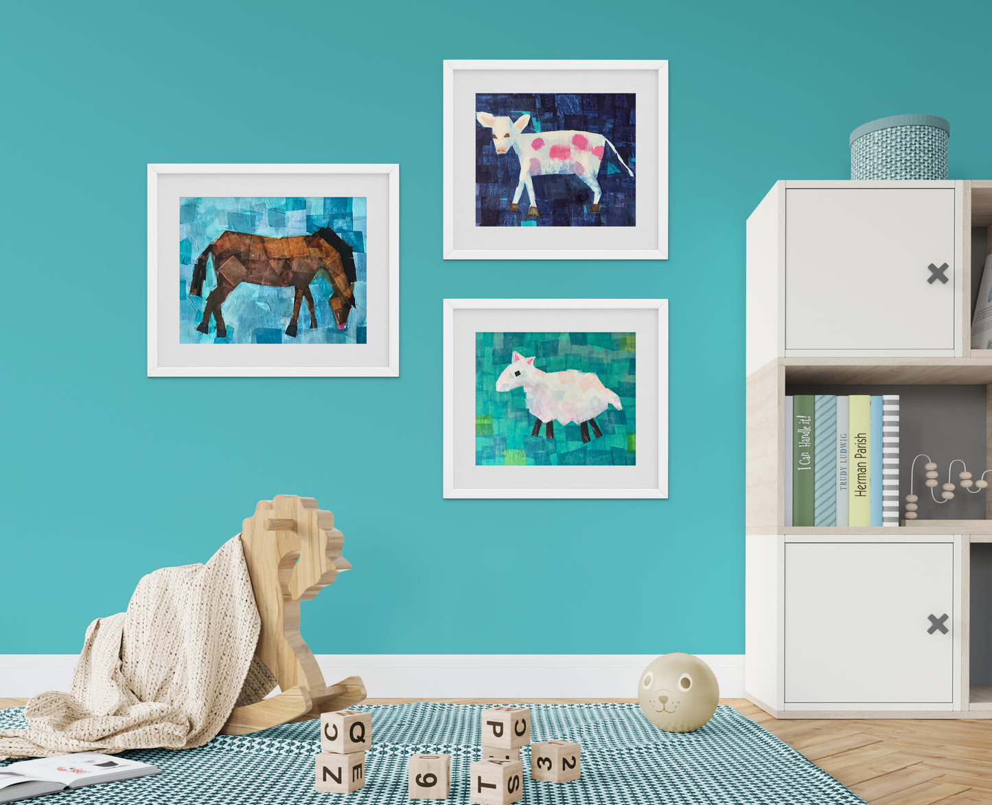 Set of 4 Baby Farm Animal Prints for Nursery