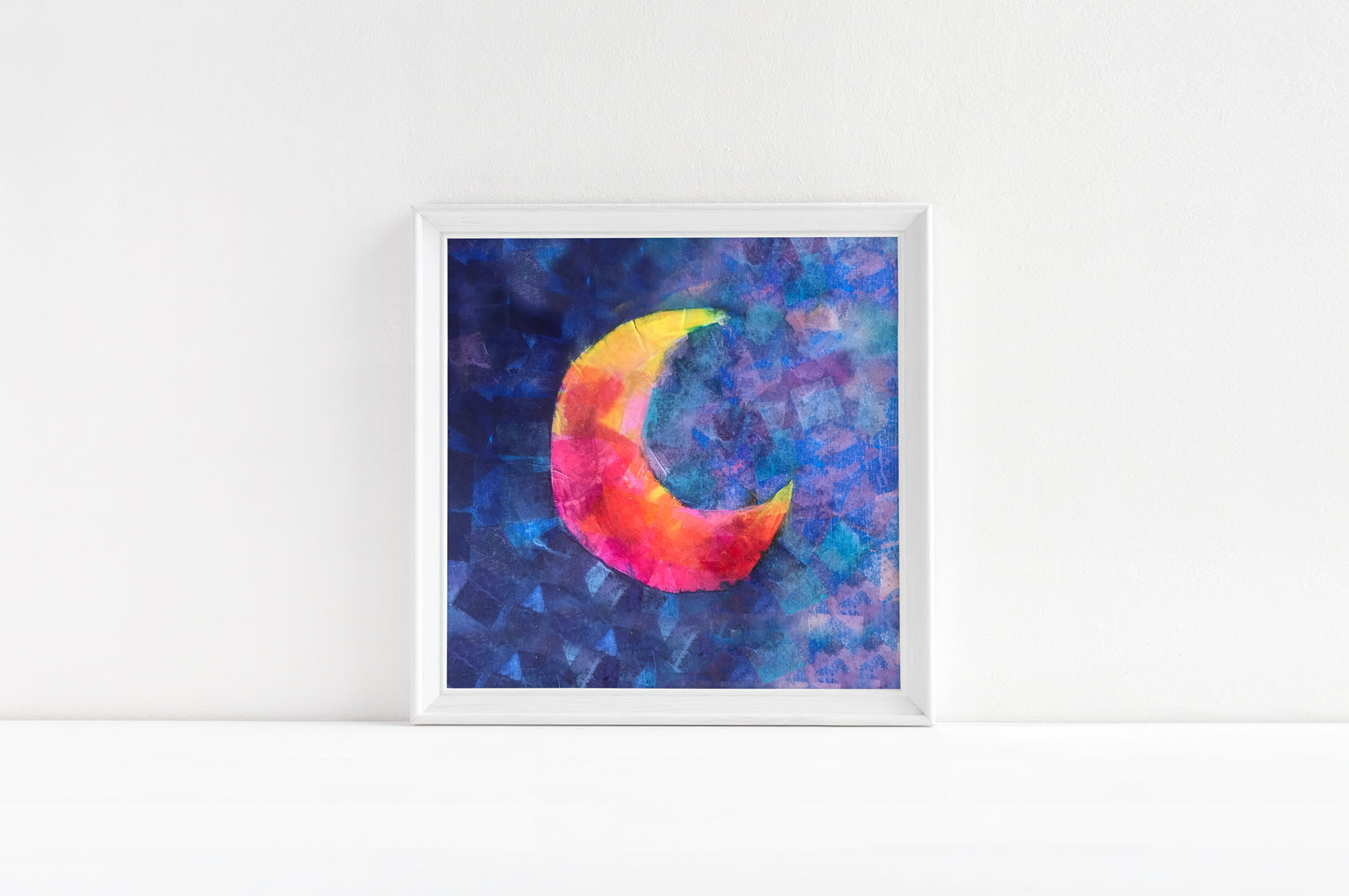 Pink and Yellow Crescent Moon Print for Kids Room