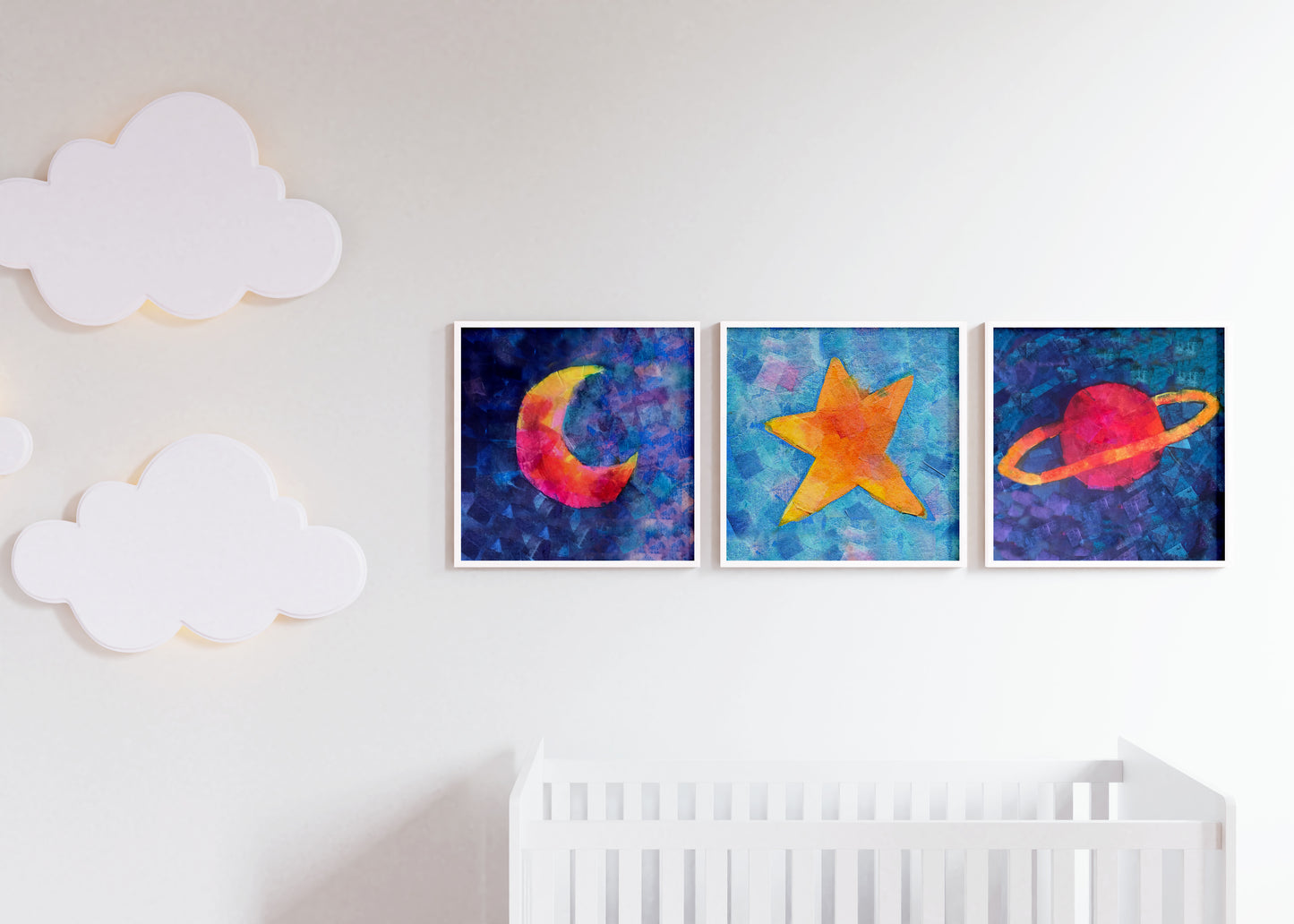 Pink and Yellow Crescent Moon Print for Kids Room