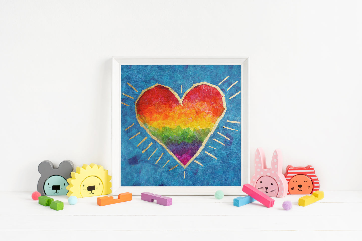 Rainbow Heart Print for Nursery