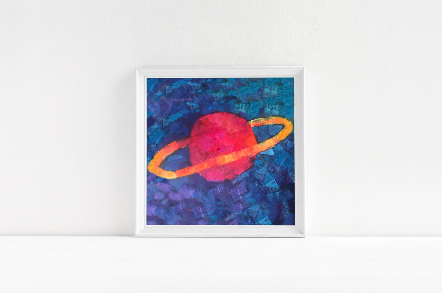 Ringed Red Planet Saturn Print for Kids Room