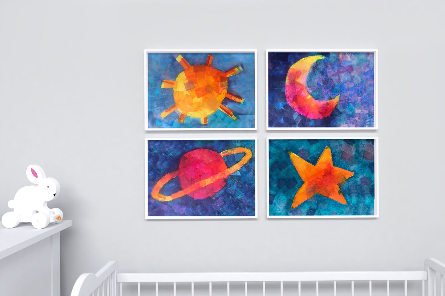Ringed Red Planet Saturn Print for Kids Room