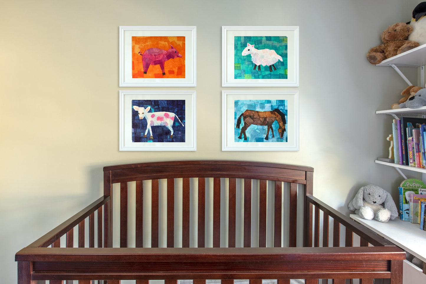 Set of 4 Baby Farm Animal Prints for Nursery