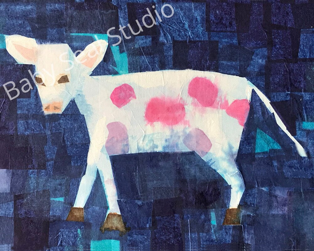 Pink-spotted Baby Cow Picture for Babies and Kids
