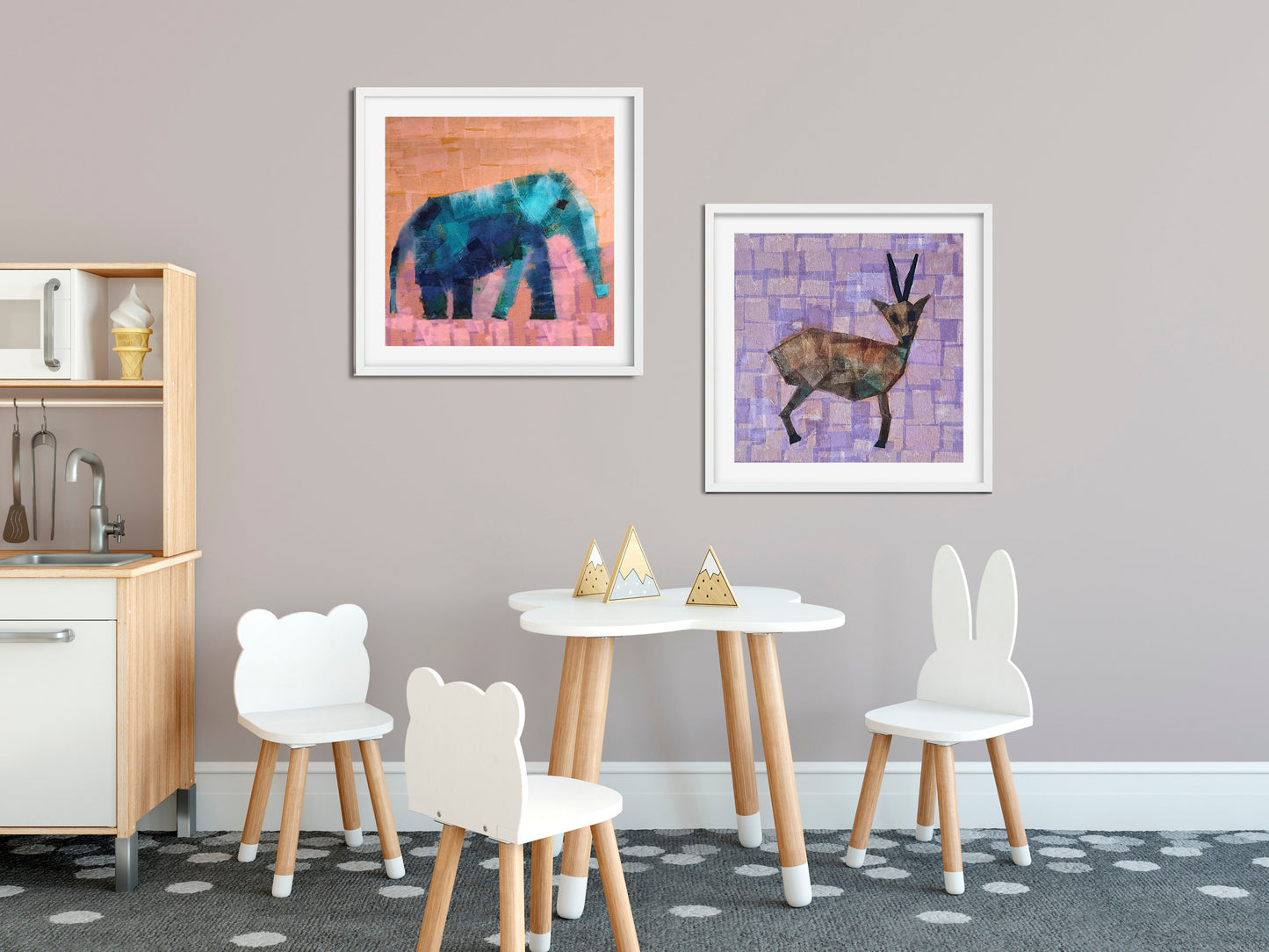 Blue Baby Elephant Print for Nursery
