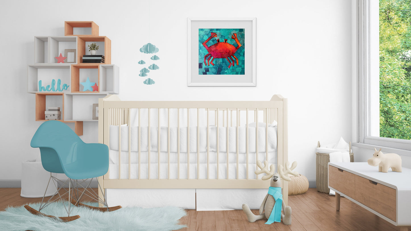 Cute Red Crab Print for Babies and Kids