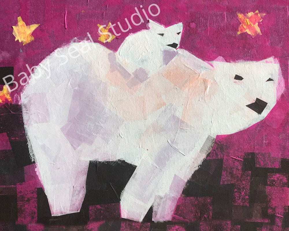 Set of 4 Arctic Animals Prints for Babies and Kids, Colorful Nursery Art